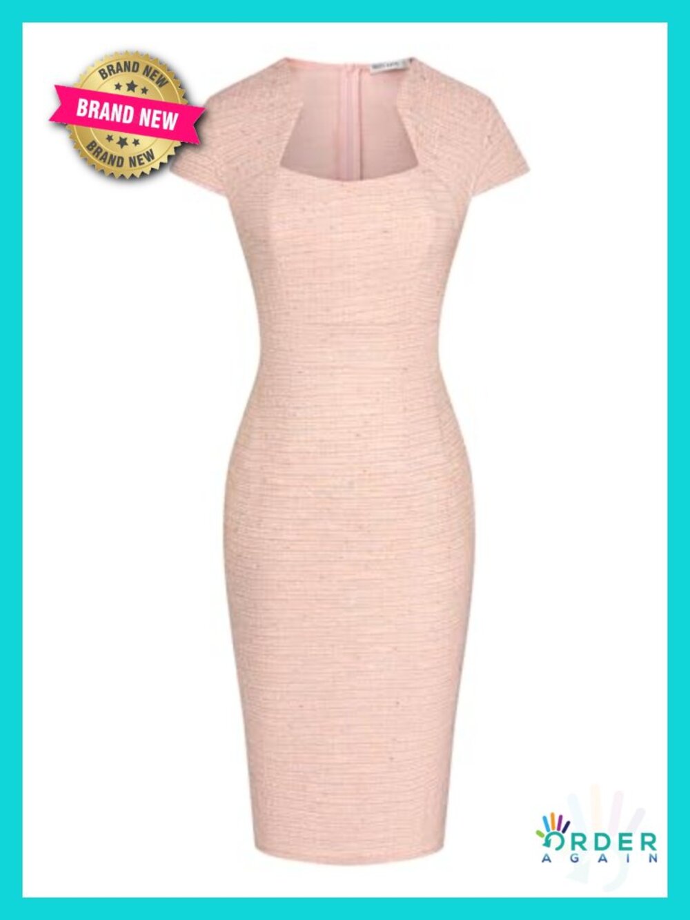 Tweed Pencil Dress Cap Sleeve Bodycon Midi Work Business Casual